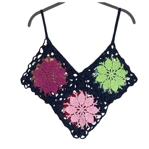 Crochet Swim Coverup Top Handmade Women’s Size L/XL Multicolor Reversible Beach - Picture 7 of 7